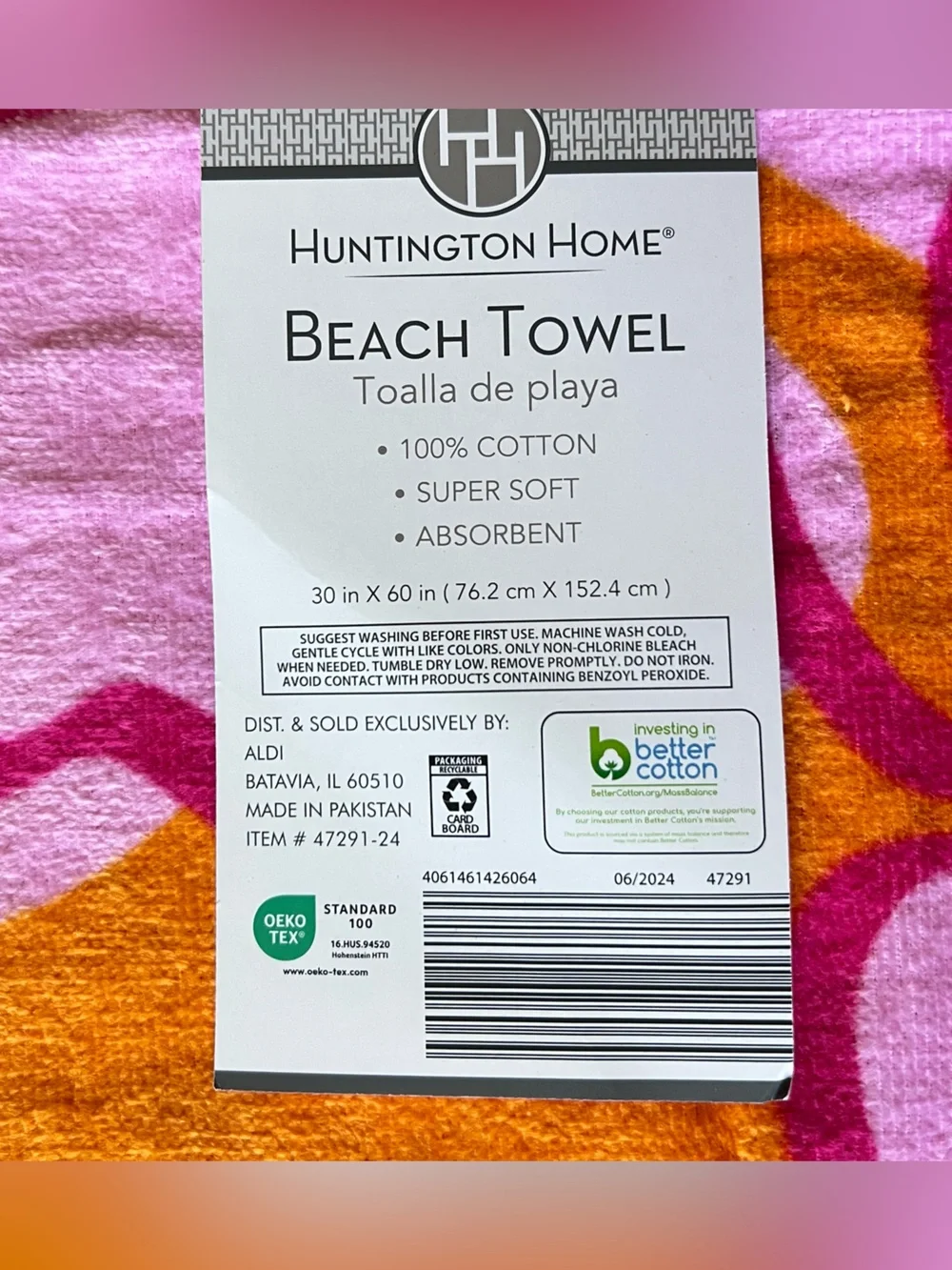 Floral Orange and Pink Beach Towel